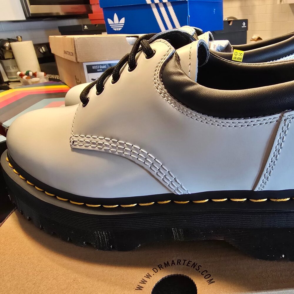 Dr. Martens 8053 Leather Platform Casual Shoes White 30884100 Men's 12 US NEW